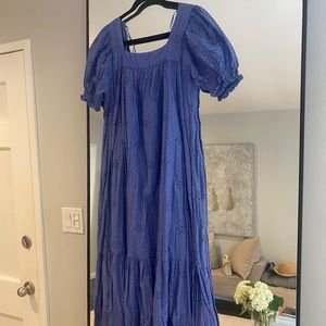Mango, lace relaxed fit blue dress, size 6